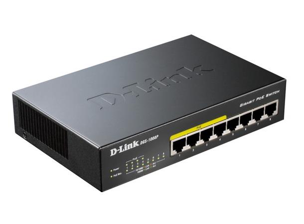 D-Link nettverkssvitsj, Gbit, 4/8-port 4xPoE-porter